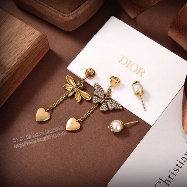 Dior飾品 迪奧經典熱銷新款耳飾 金色復古蝴蝶JADIOR耳釘耳環  zgd1376